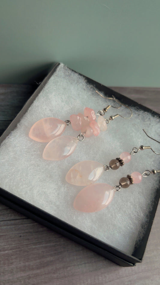 Handmade rose quartz earrings