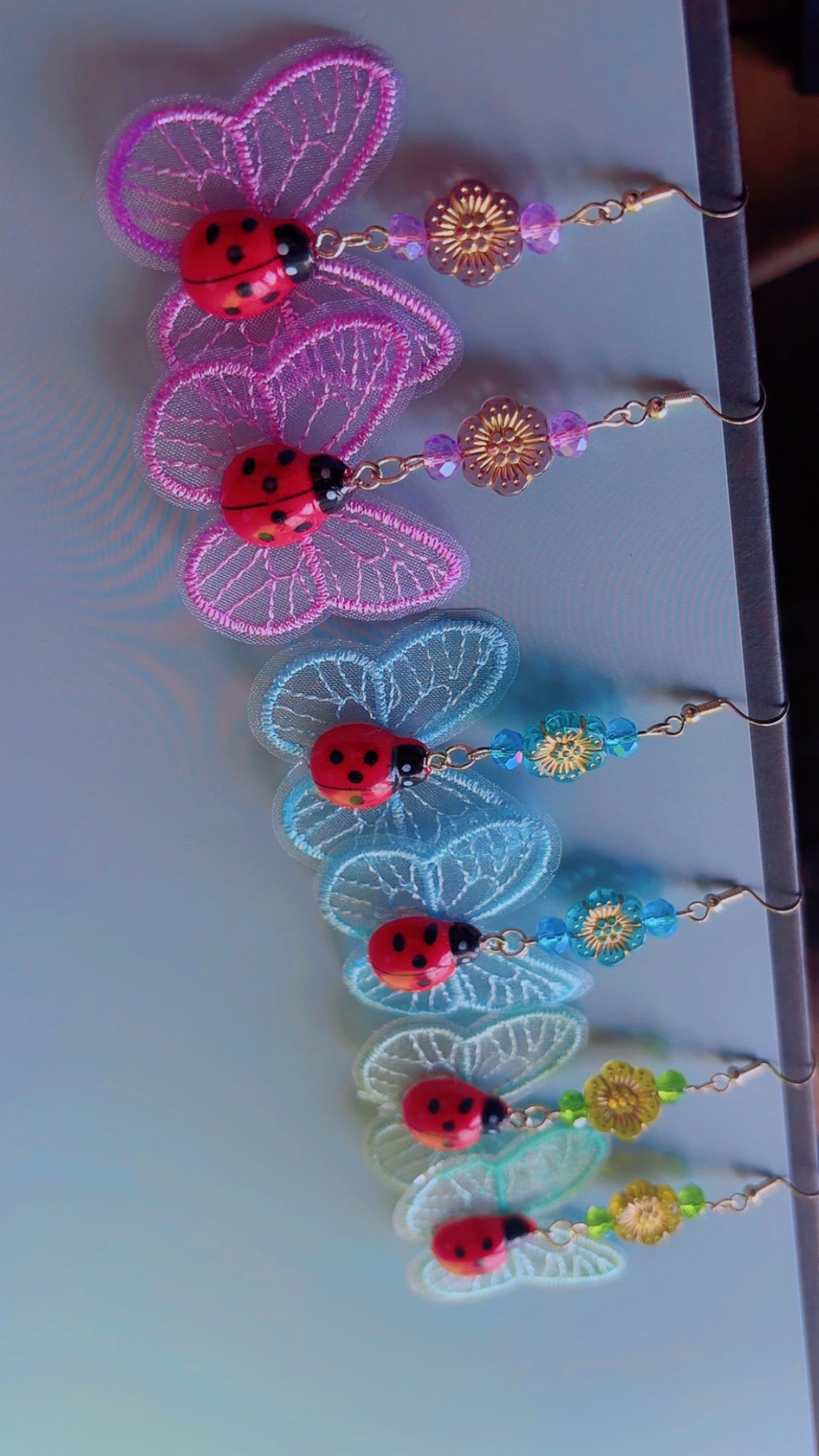 Handmade ladybug butterfly earrings