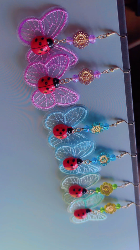 Handmade ladybug butterfly earrings