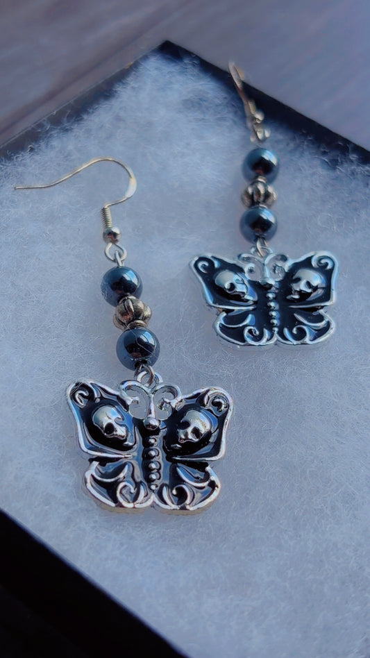 Handmade punk style butterfly earrings