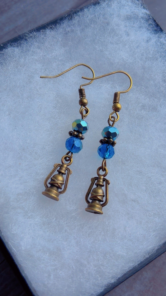 Handmade brass lantern earrings