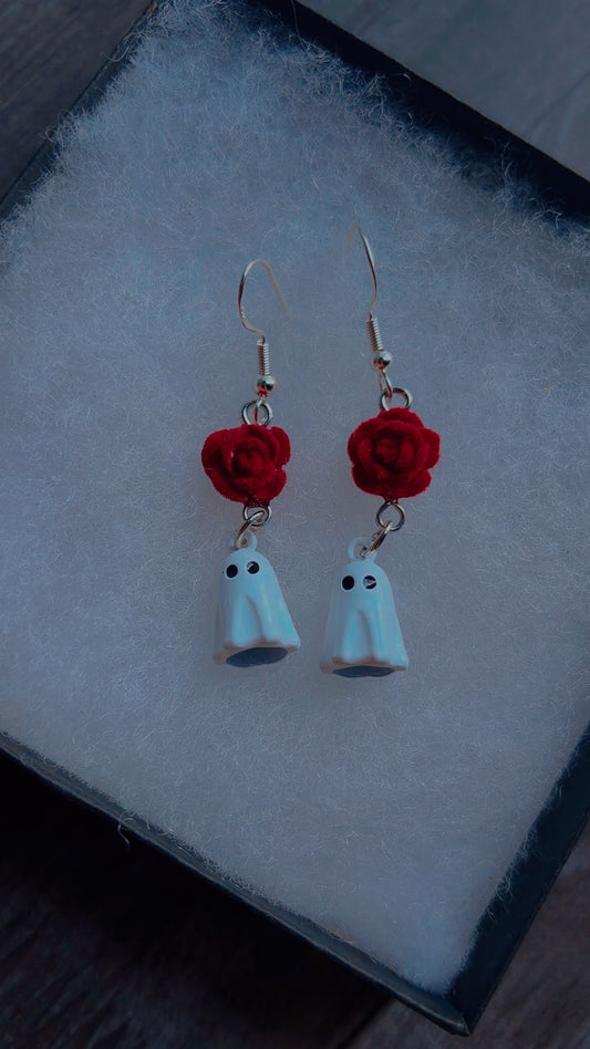 Handmade ghost and roses earrings