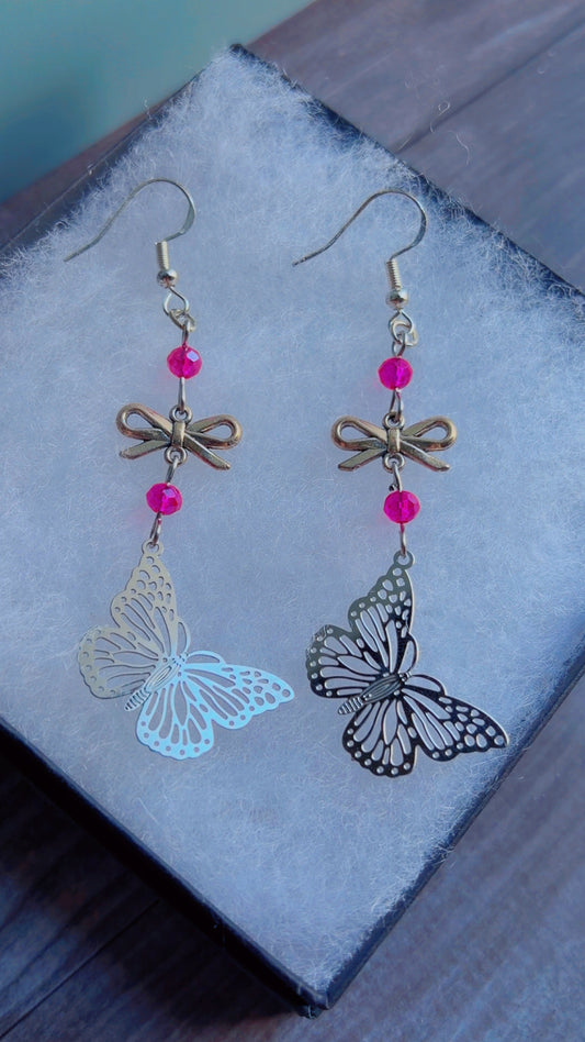 Handmade butterfly earrings with bows