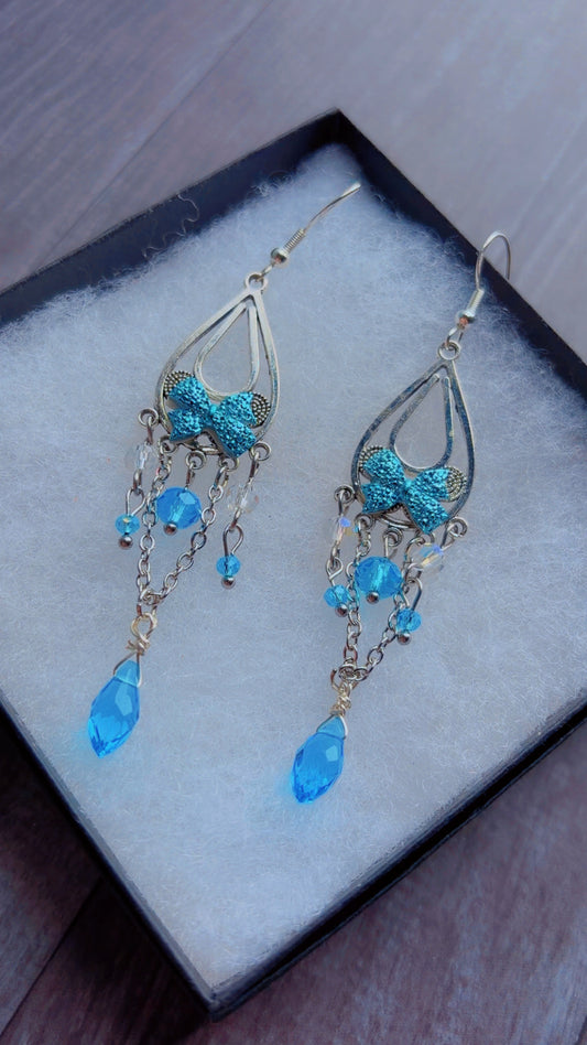 Handmade blue chandelier earrings