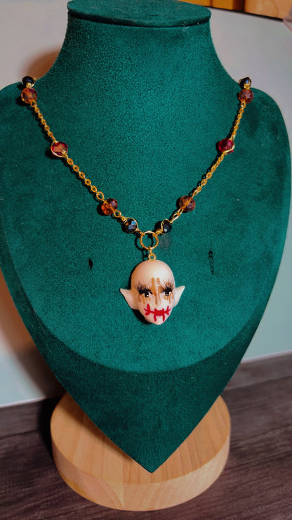 Handmade creepy scarecrow necklace