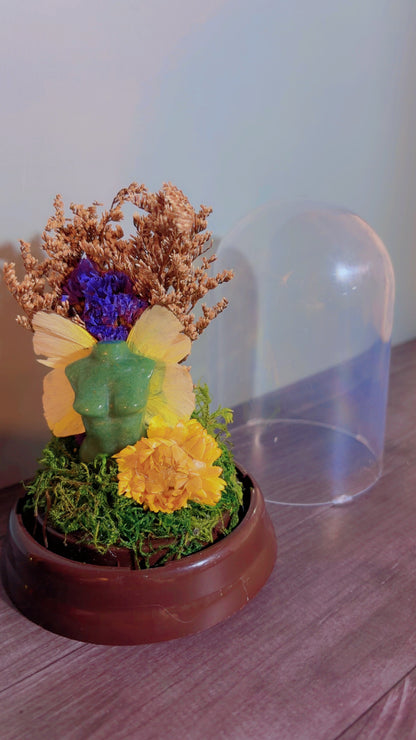 Handmade dome with green aventurine fairy with butterfly wings