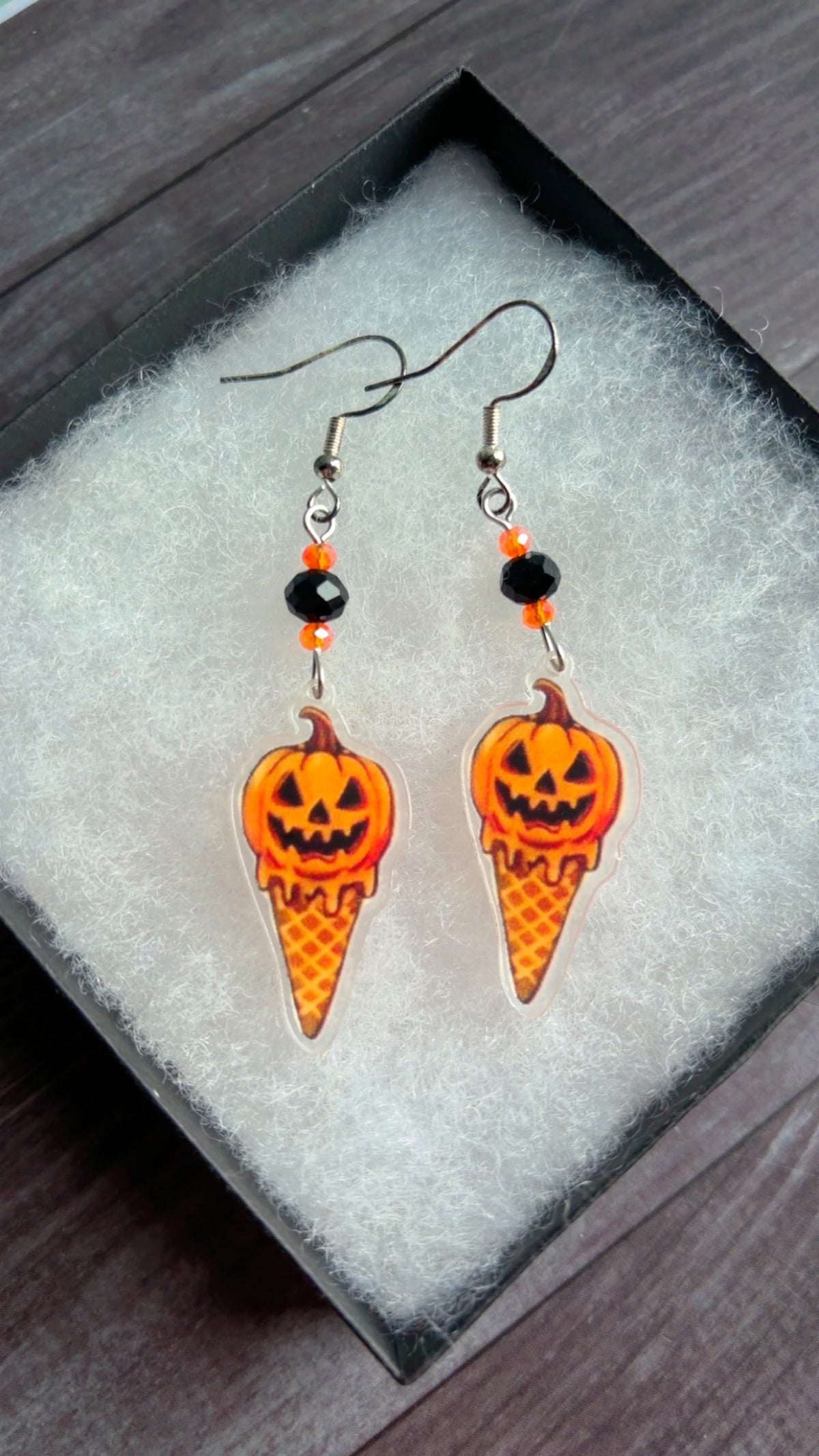 Handmade pumpkin icecream earrings
