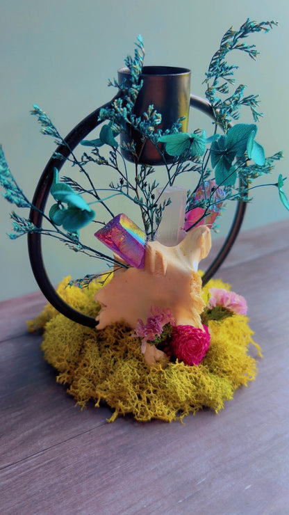 Handmade deer vertebrae candle holder