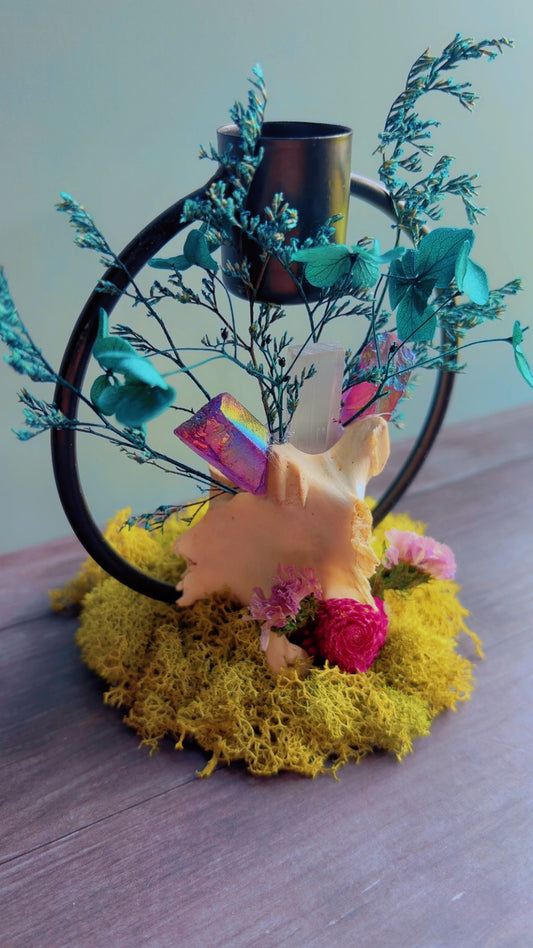 Handmade deer vertebrae candle holder