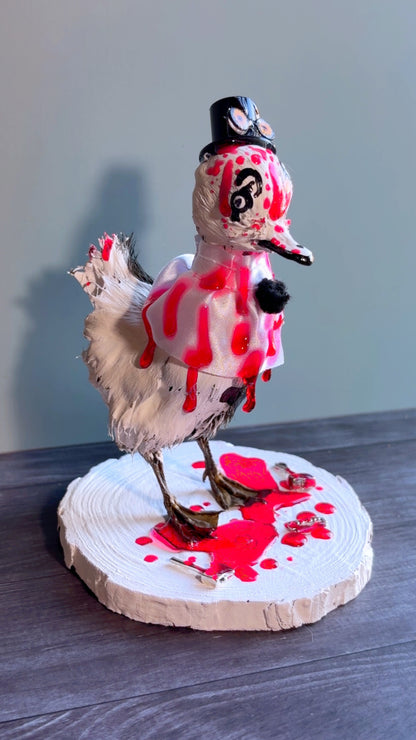 Handmade terrifying clown taxidermy duckling ART