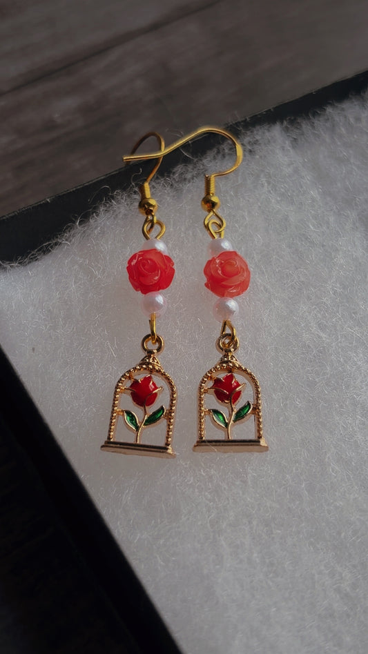 Handmade rose earrings