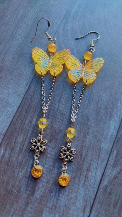 Handmade iridescent butterfly earrings