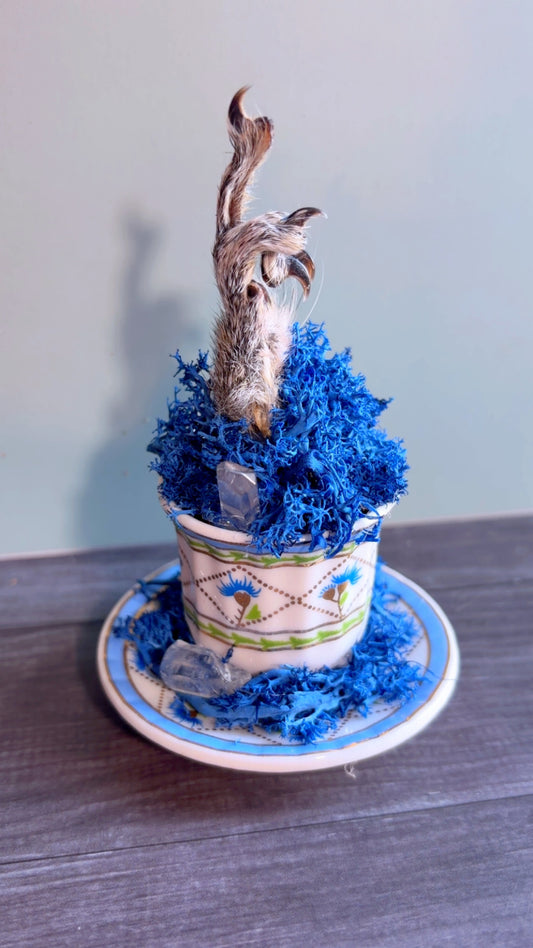 Handmade squirrel paw mini teacup decor