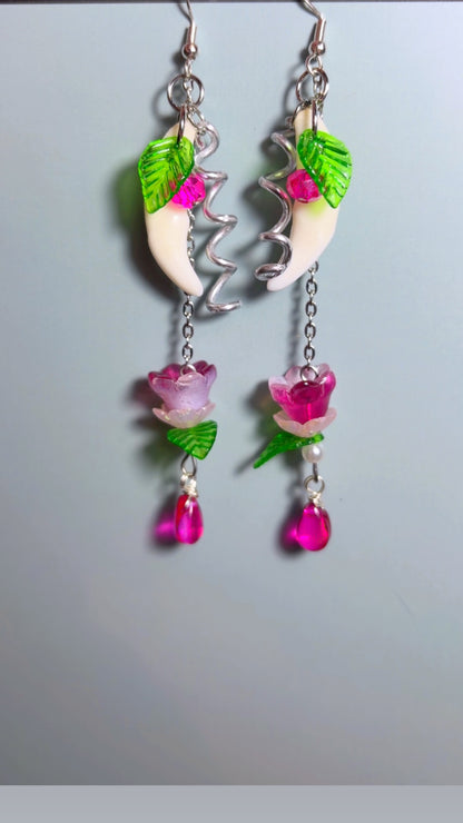 Handmade coyote fang earrings