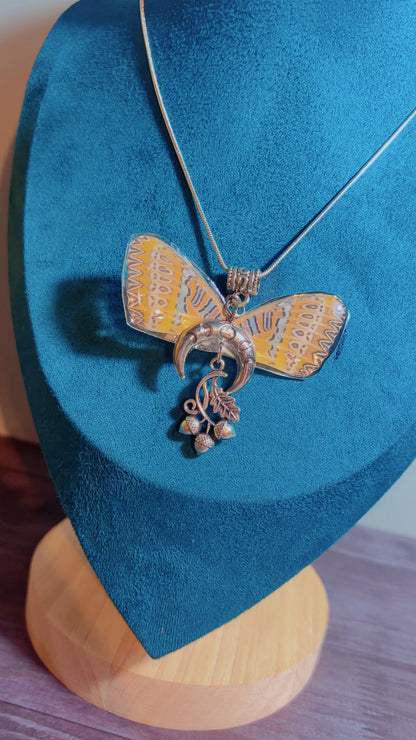 Handmade double sided real butterfly wing necklace