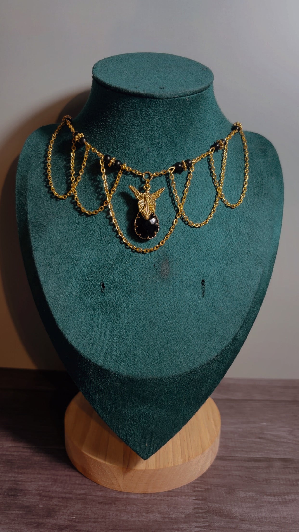 Handmade black onyx fairy necklace