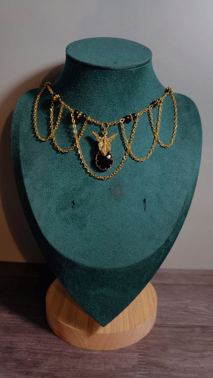 Handmade black onyx fairy necklace