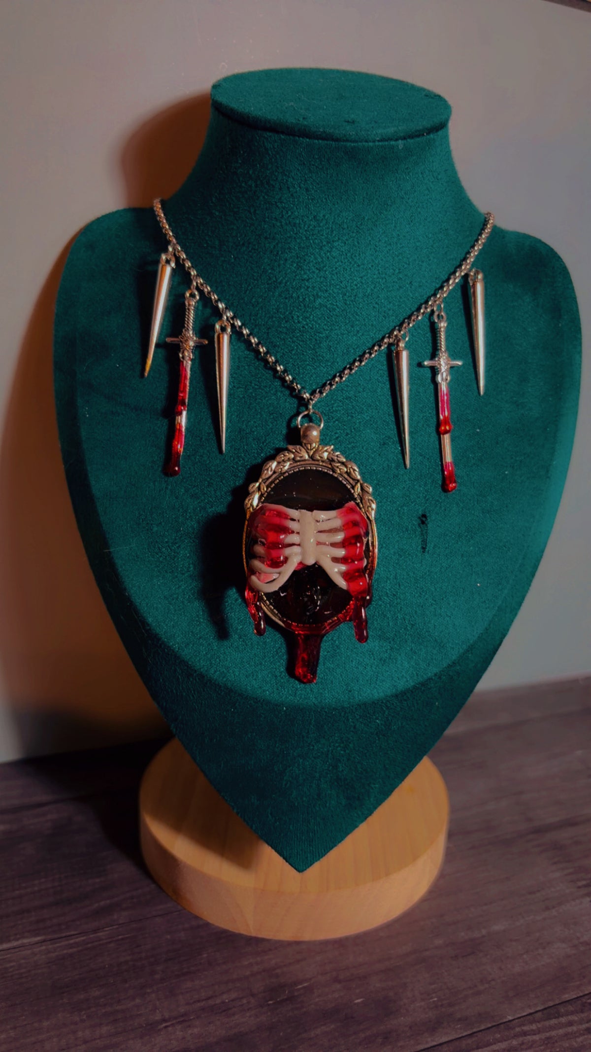 Handmade ribcage cameo necklace