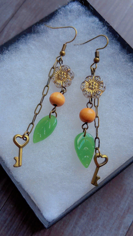 Handmade forest trinket earrings