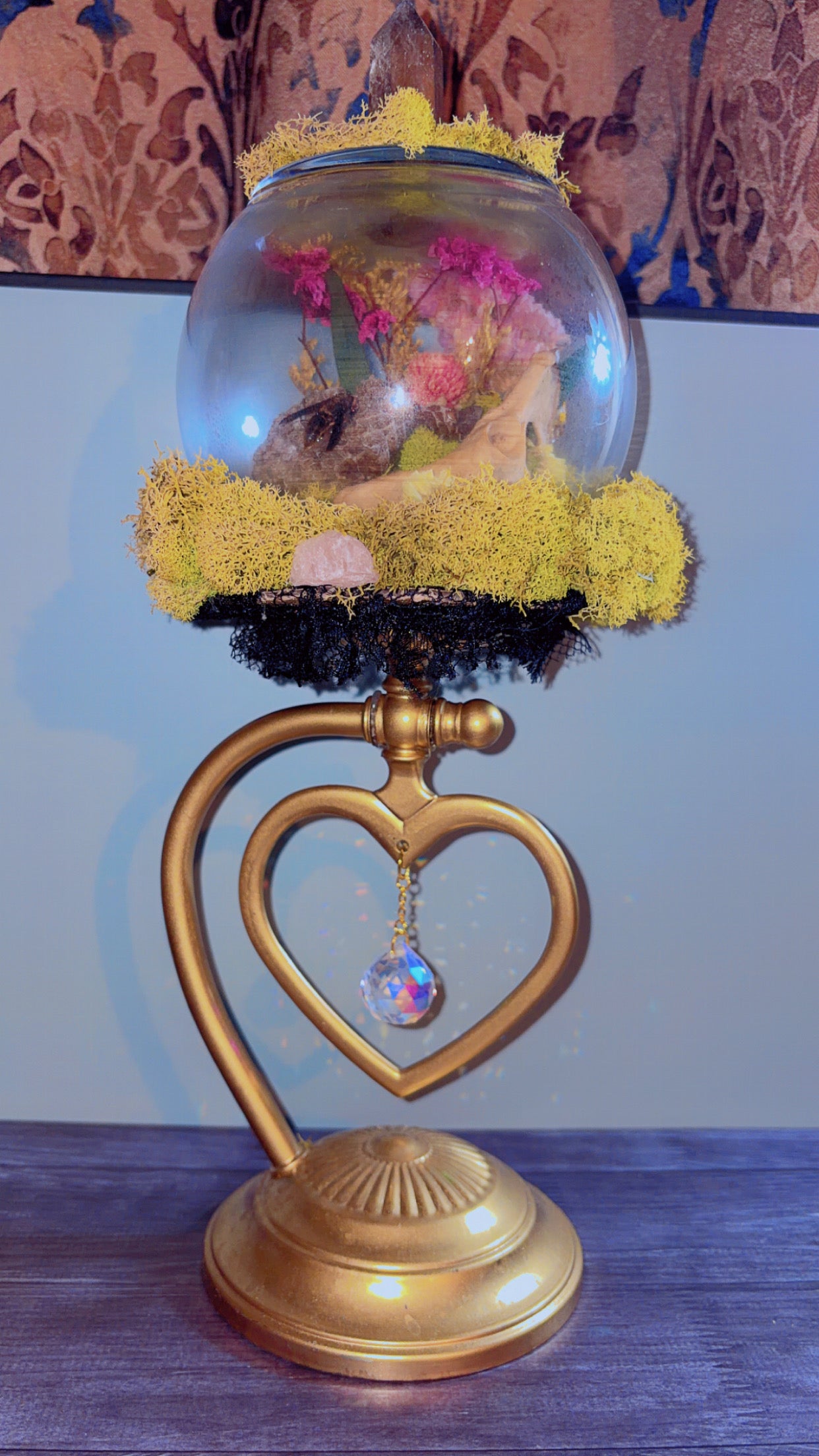 Handmade oddity piece made using a vintage candle holder
