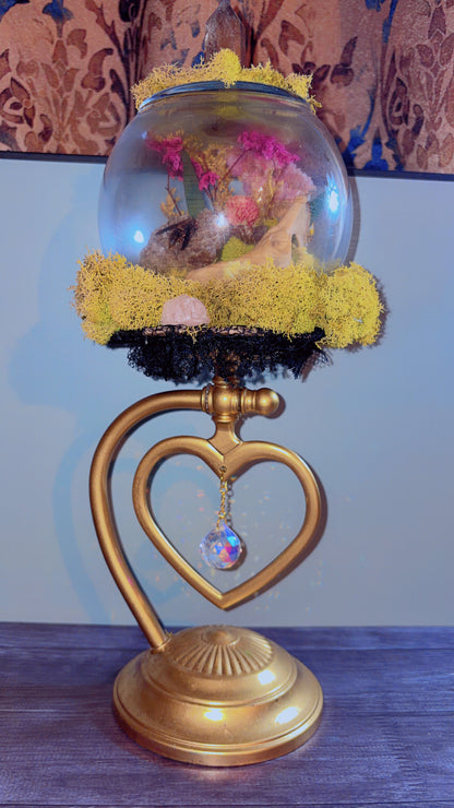 Handmade oddity piece made using a vintage candle holder