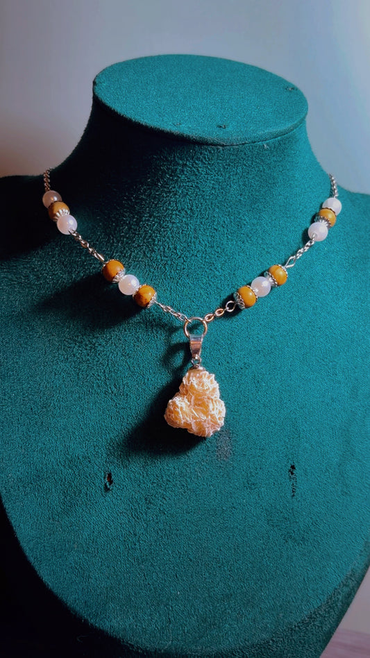 Handmade desert rose selenite necklace