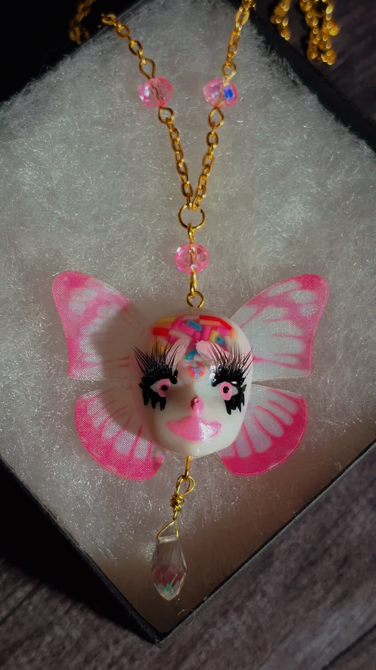 Handmade clown butterfly necklace