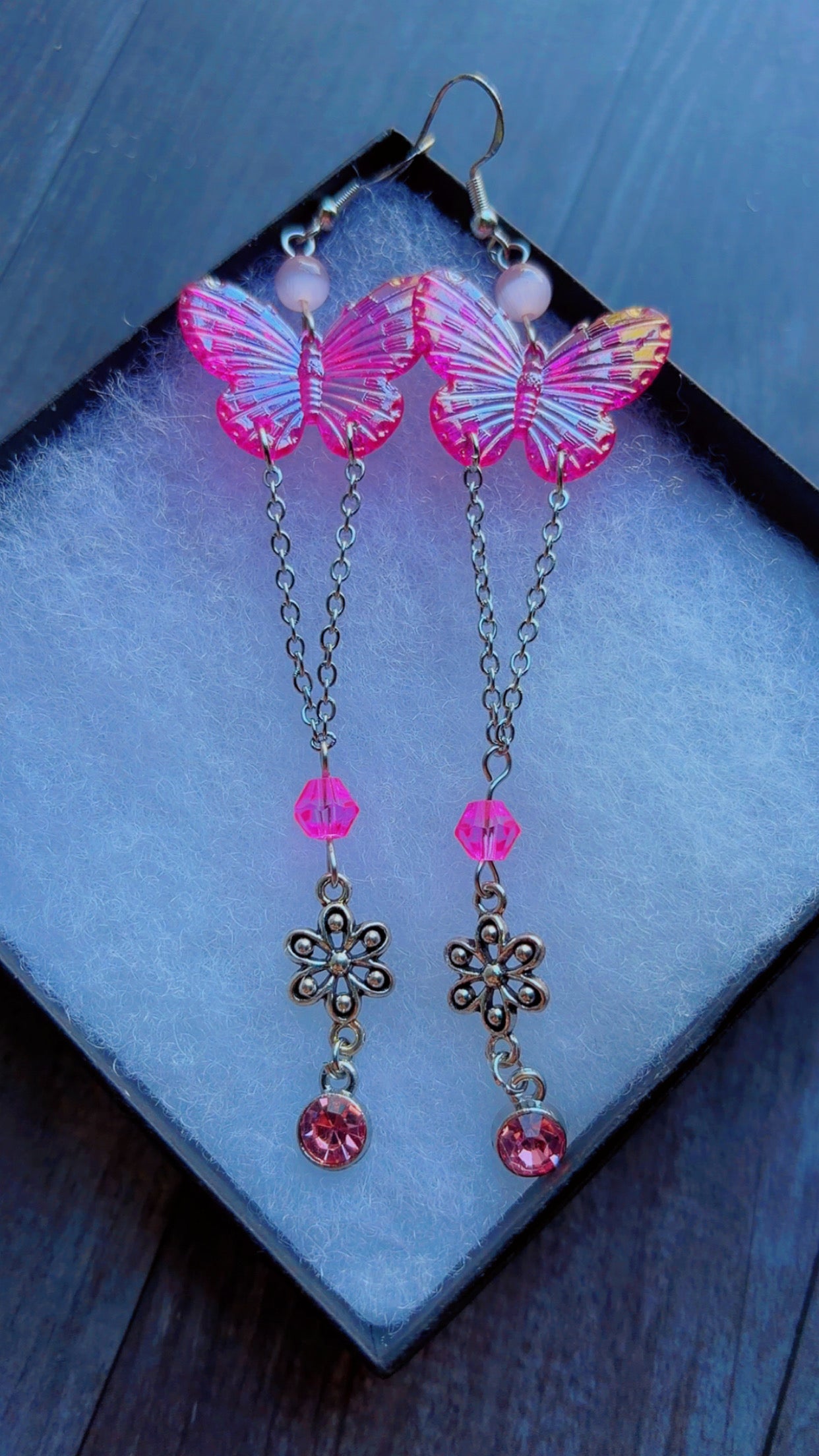 Handmade iridescent butterfly earrings