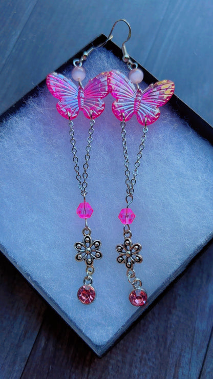 Handmade iridescent butterfly earrings