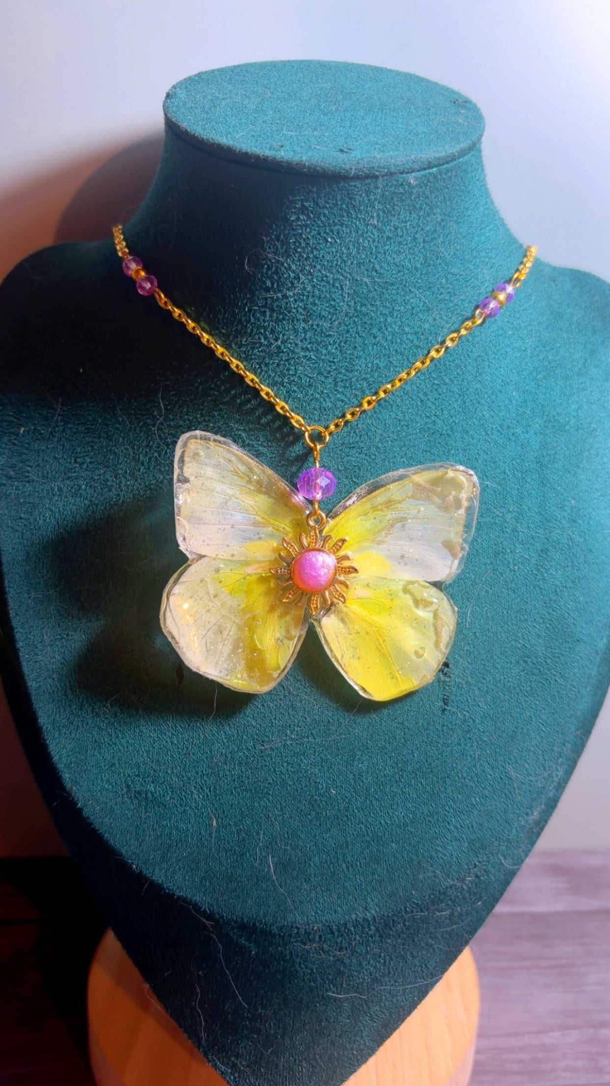 Handmade real butterfly wing necklace