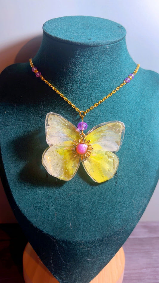 Handmade real butterfly wing necklace