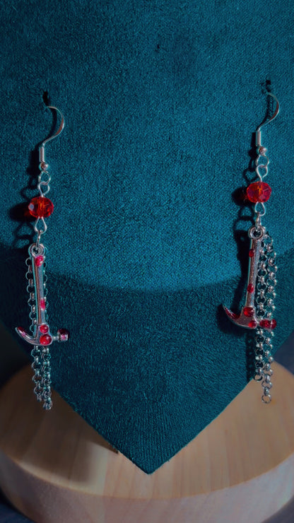 Handmade horror hammer earrings
