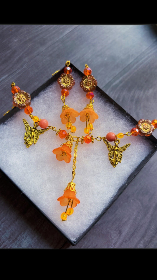 Handmade orange garden fairy set