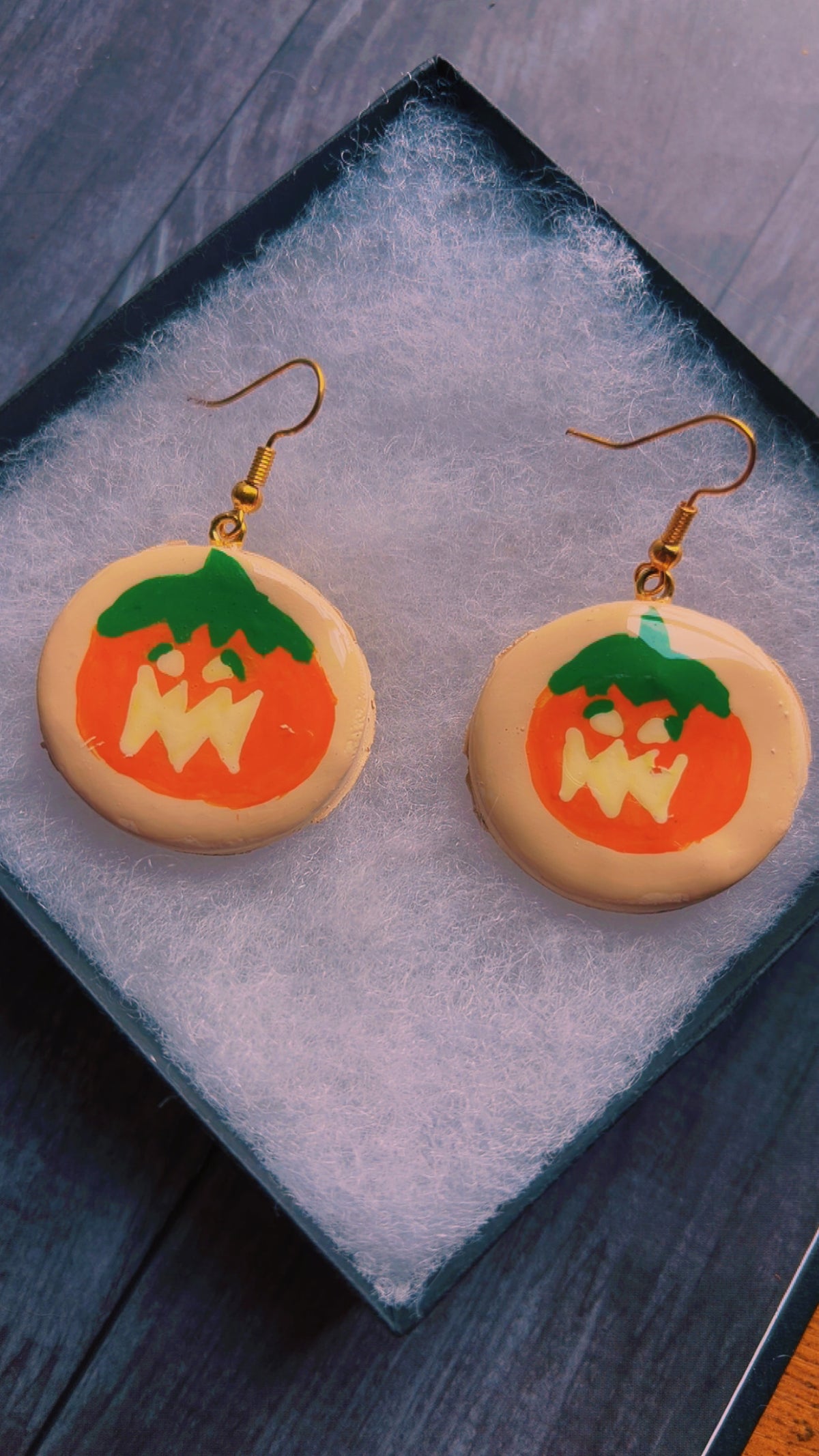 Handmade pumpkin cookie earrings