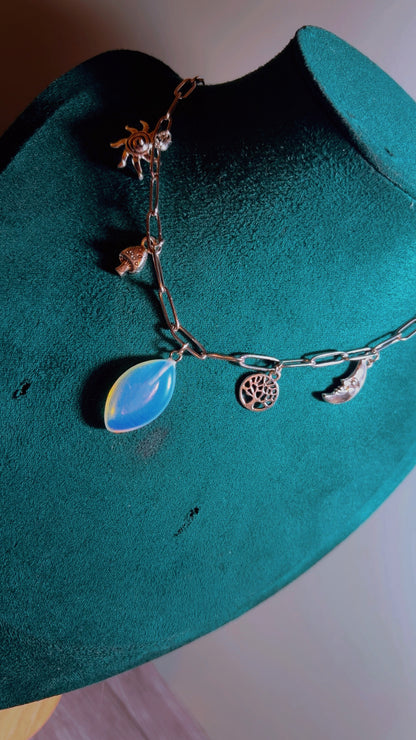 Handmade opalite charm necklace