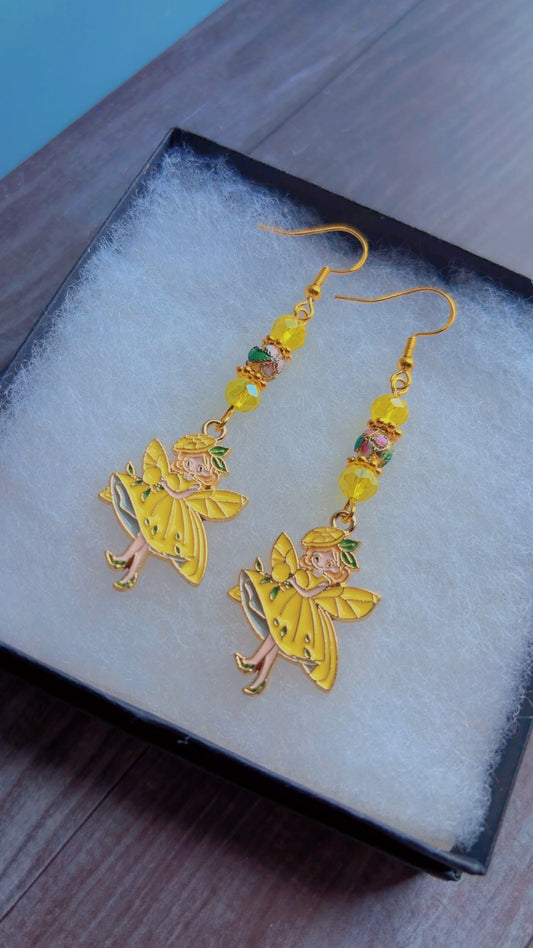 Handmade cloisonné fairy earrings
