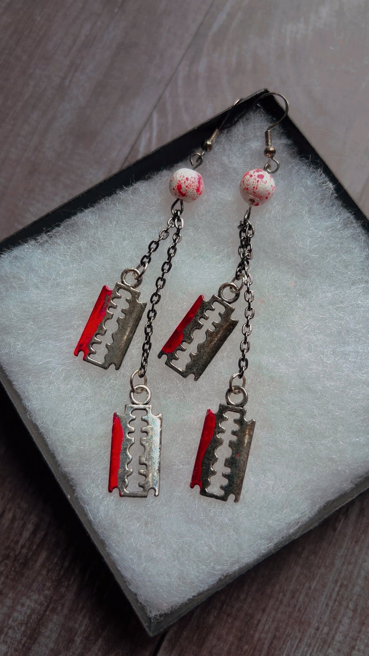 Handmade razor blade earrings