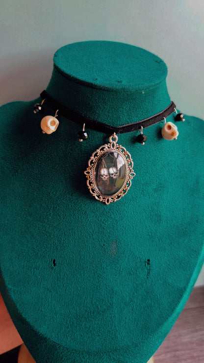 Handmade skull cameo choker