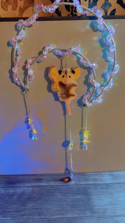 Handmade fairy opossum suncatcher