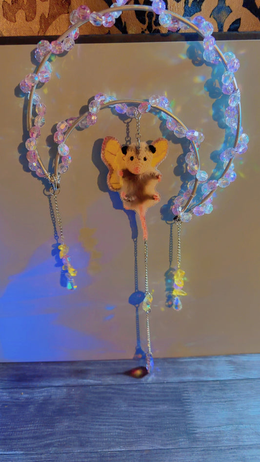 Handmade fairy opossum suncatcher