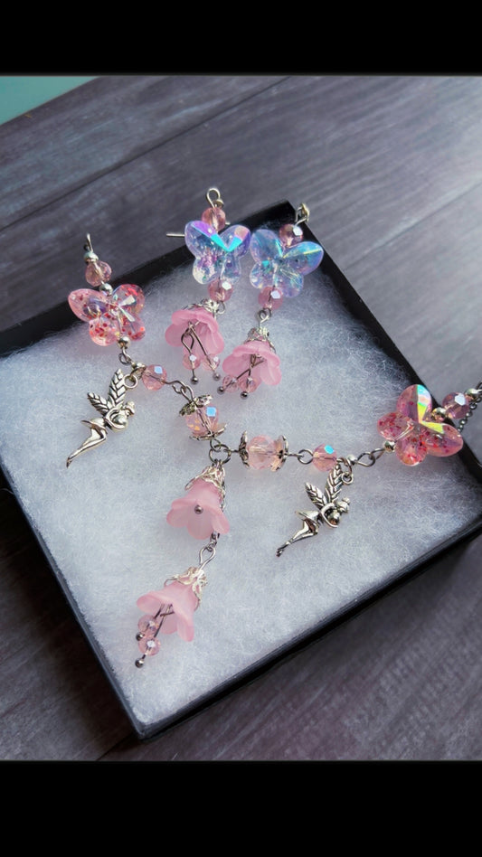 Handmade butterfly garden set