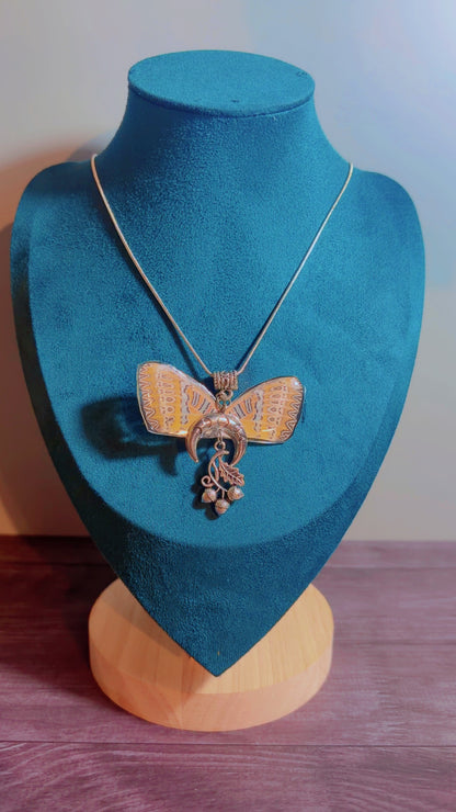 Handmade double sided real butterfly wing necklace