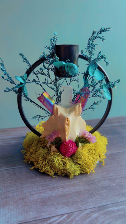 Handmade deer vertebrae candle holder