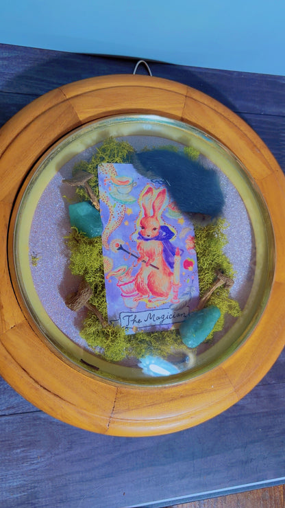 Handmade framed art with a taxidermy rabbit foot