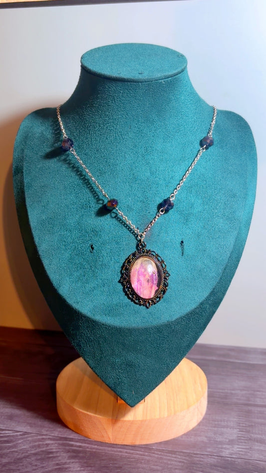 Handmade Real dahlia petal cameo necklace