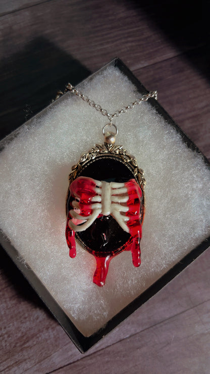 Handmade ribcage cameo necklace