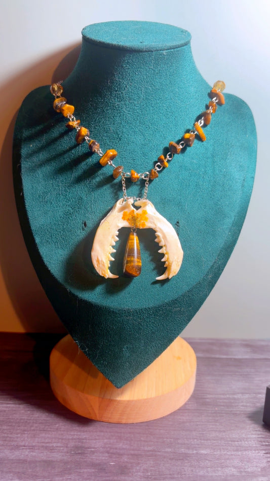 Handmade mink jawbone necklace
