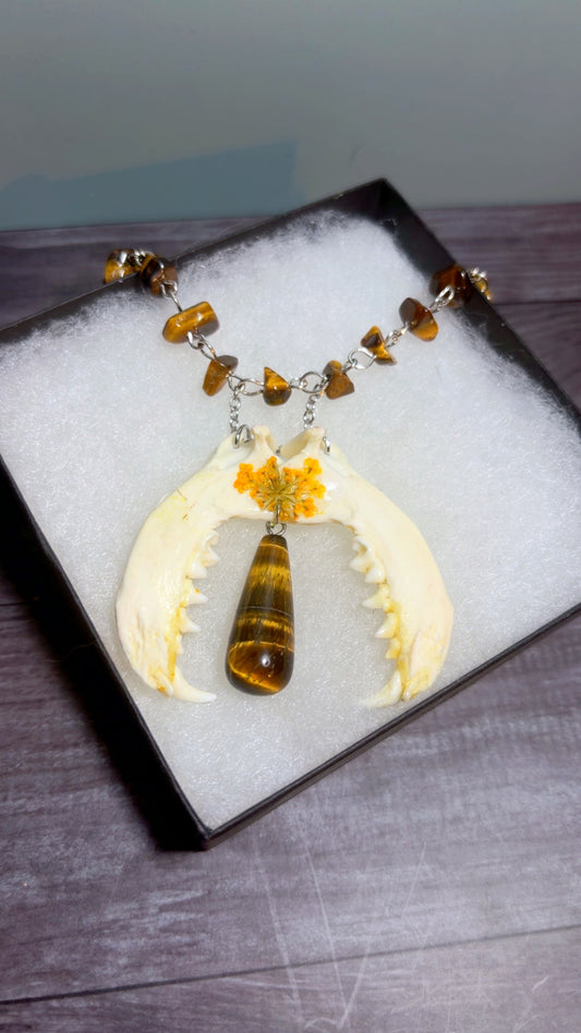 Handmade mink jawbone necklace