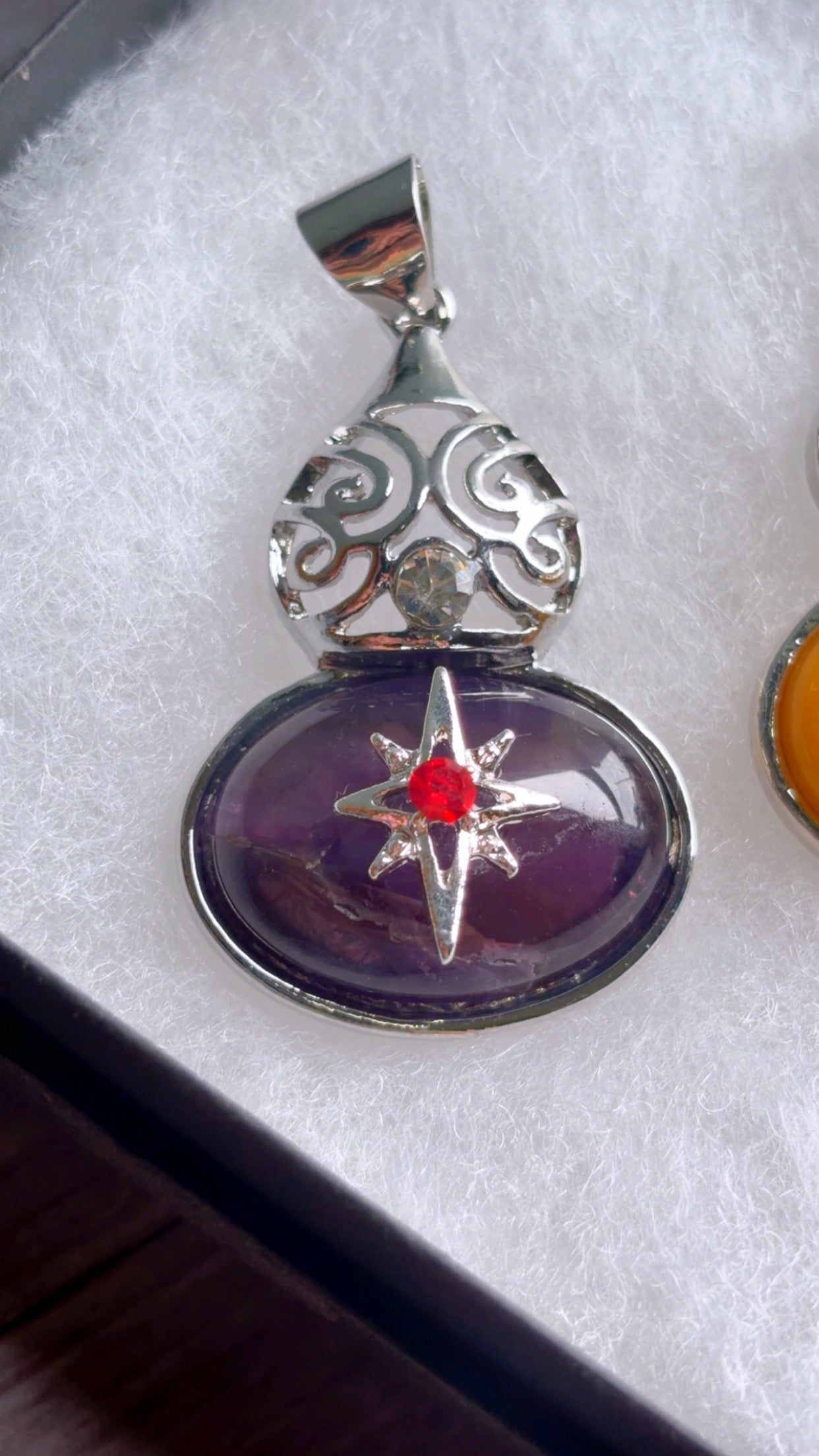 Amethyst & yellow aventurine pendants