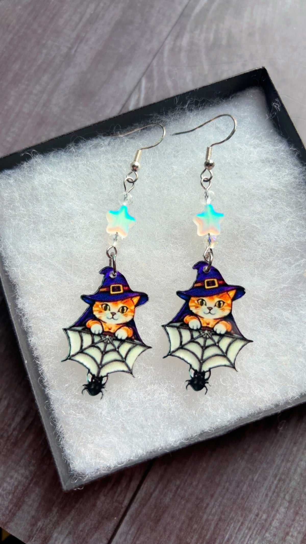 Handmade kitty Halloween earrings